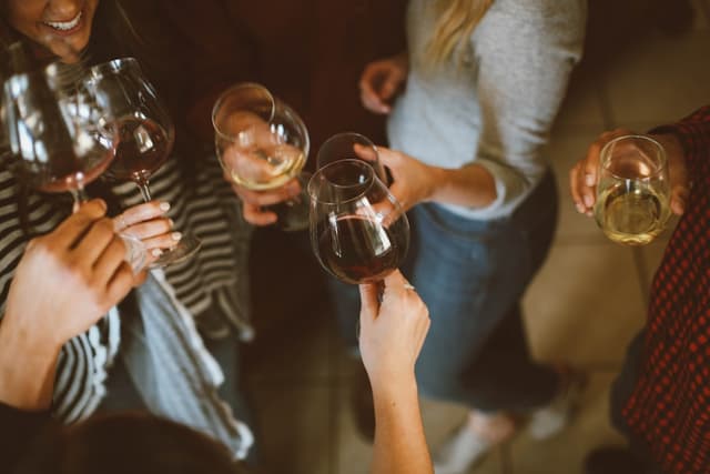 Friends raising a toast at a party